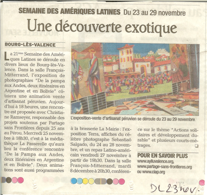 article de presse de la semaine amérique latine de Bourg les Valence 2007
