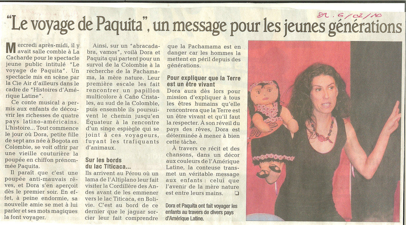 8 eme édition semaine "Histoires d'Amérique latine" de Saint-Péray en ardèche avec l'association Ayllu et Partage sans Frontières - la presse - article 08