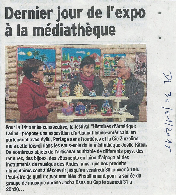 12 eme édition semaine "Histoires d'Amérique latine" de Saint-Péray en ardèche avec l'association Ayllu et Partage sans Frontières - la presse