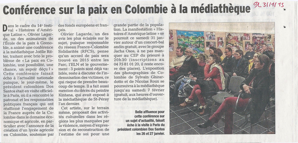 12 eme édition semaine "Histoires d'Amérique latine" de Saint-Péray en ardèche avec l'association Ayllu et Partage sans Frontières - la presse