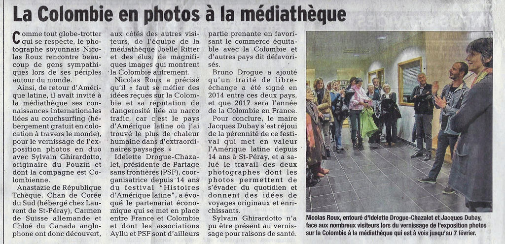 12 eme édition semaine "Histoires d'Amérique latine" de Saint-Péray en ardèche avec l'association Ayllu et Partage sans Frontières - la presse